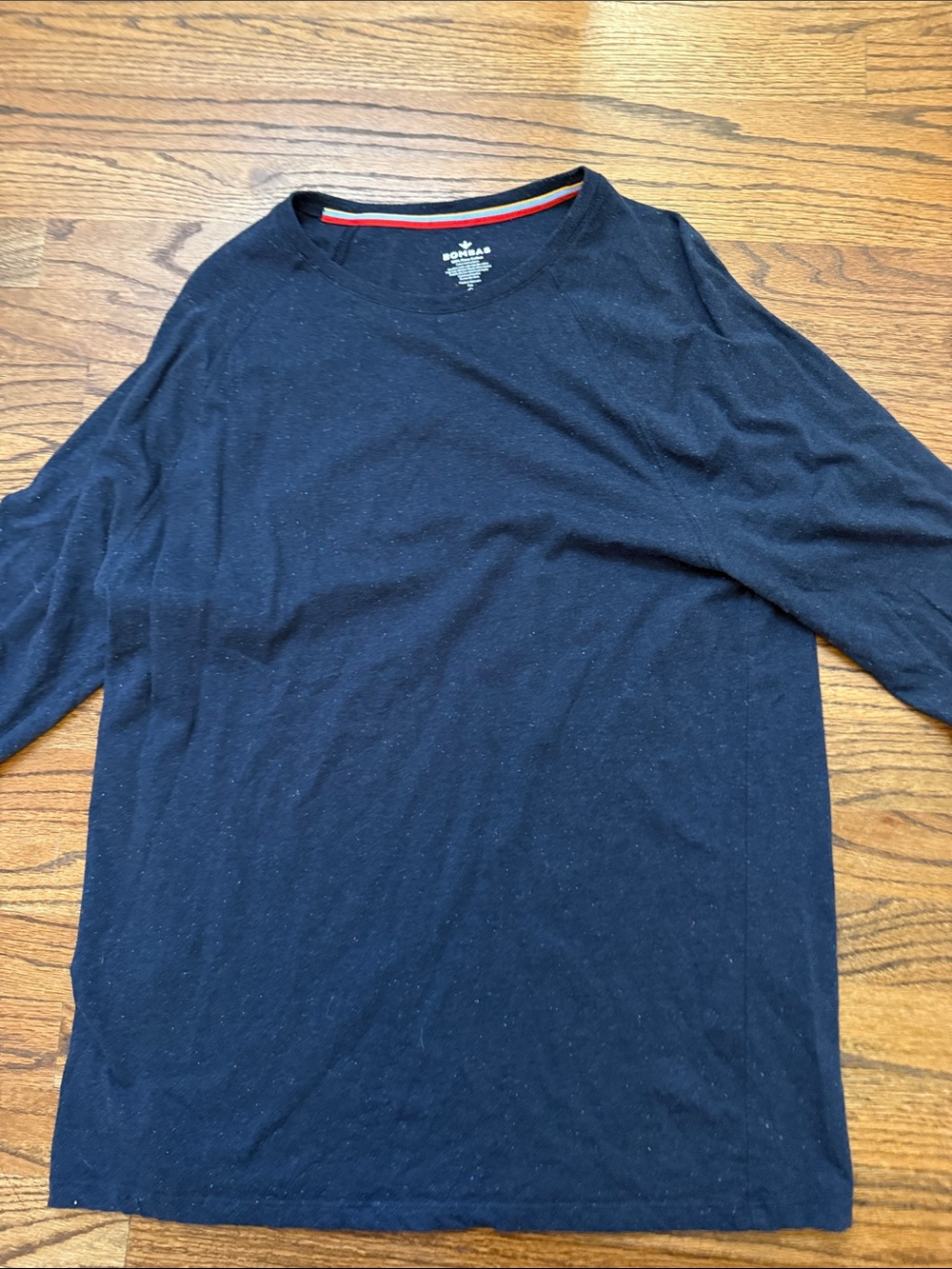 Bombas Long Sleeve Crew Tee - Dark Navy with Red Trim